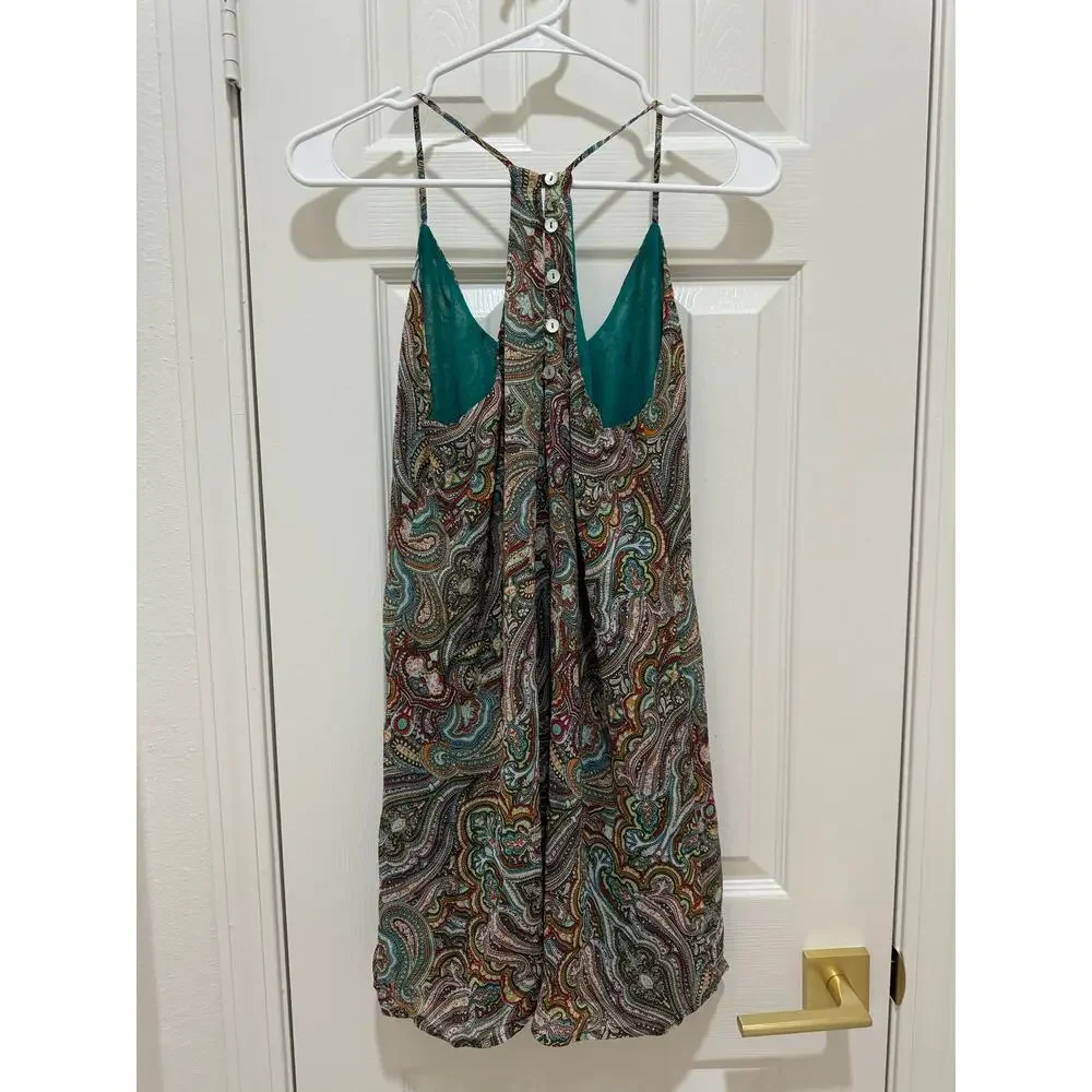 Y2K Lucy Love Multicolored Paisley Print Strappy Mini Shift Dress Women's Medium - Picture 3 of 9